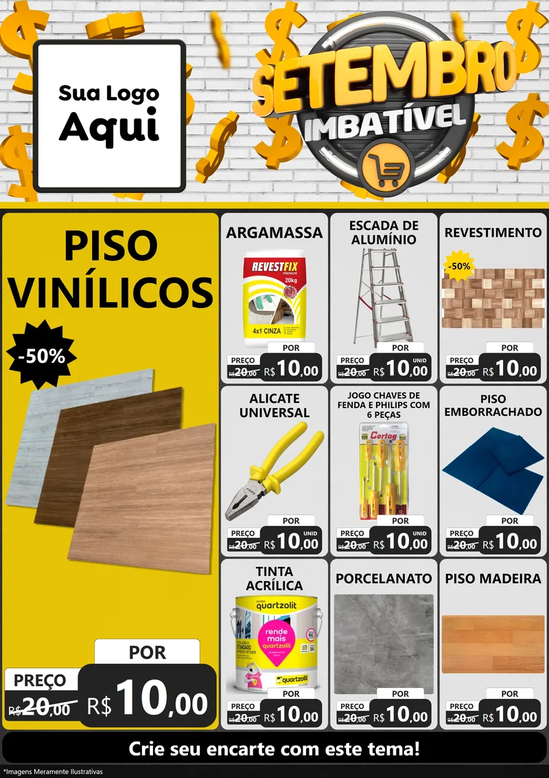 Modelo de Encarte para Encarte A4 Vertical com o tema Setembro Imbatível para Material para Construção