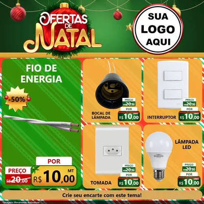 Modelo de Rede Social para Feed Facebook com o tema Ofertas de Natal para Materiais Elétricos