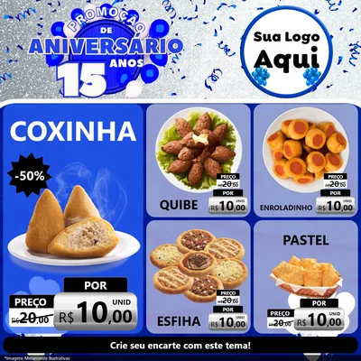 Modelo de Rede Social para Feed Facebook com o tema Promoção de Aniversário - 15 Anos para Salgadaria