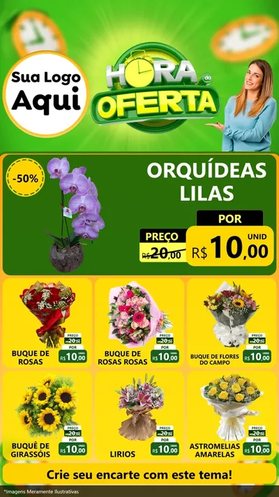 Modelo de Rede Social para Stories com o tema Hora da Oferta para Floricultura e jardim