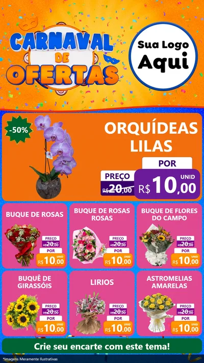 Modelo de Rede Social para Stories com o tema Carnaval de Ofertas para Floricultura e jardim