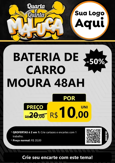 Modelo de Cartaz para Cartaz A4 Vertical com o tema Quarta e Quinta Maluca para Baterias Elétricas