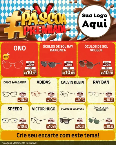 Modelo de Rede Social para Feed Instagram com o tema Páscoa Premiada para Óticas