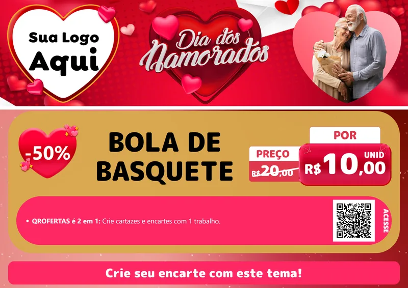 Modelo de Cartaz para Cartaz A4 Horizontal com o tema Dia Dos Namorados para Artigos Esportivos