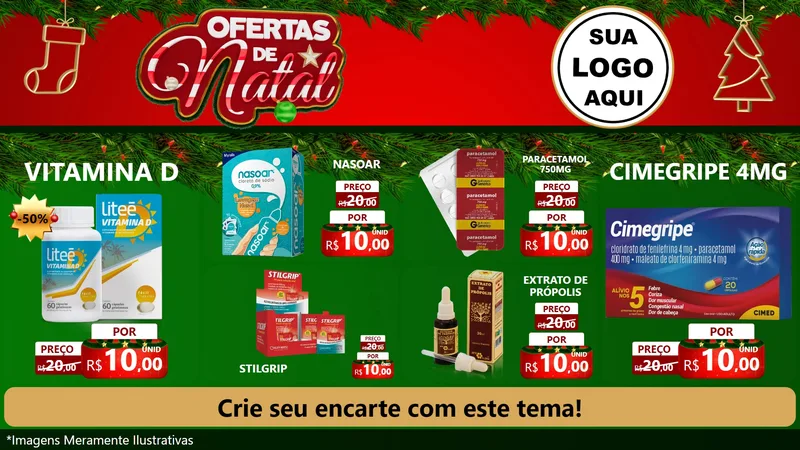Modelo de TV para TV Horizontal com o tema Ofertas de Natal para Farmácia