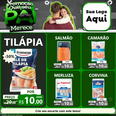 Modelo de Rede Social para Feed Facebook com o tema Promoção Que seu Pai Merece para Peixaria