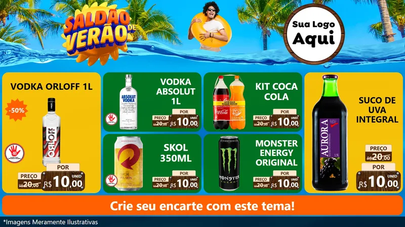 Modelo de TV para TV Horizontal com o tema Saldão de Verão para Distribuidora de bebidas