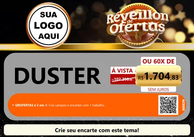 Modelo de Cartaz para Cartaz A4 Horizontal com o tema Réveillon de Ofertas para Concessionaria de Carros