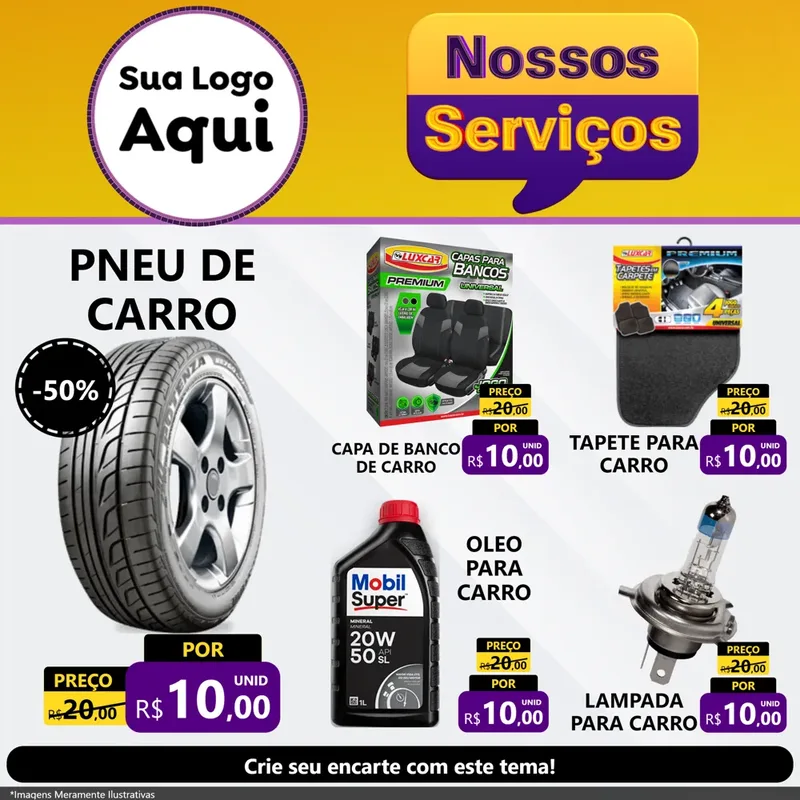 Modelo de Rede Social para Feed Facebook com o tema Nossos Serviços para Auto peças