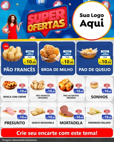 Modelo de Rede Social para Feed Instagram com o tema Super Ofertas para Padaria