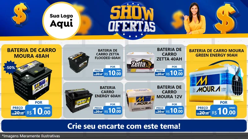 Modelo de TV para TV Horizontal com o tema Show de Ofertas para Baterias Elétricas