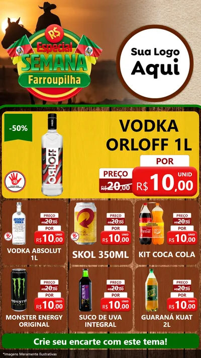 Modelo de Rede Social para Stories com o tema Especial Semana Farroupilha para Distribuidora de bebidas