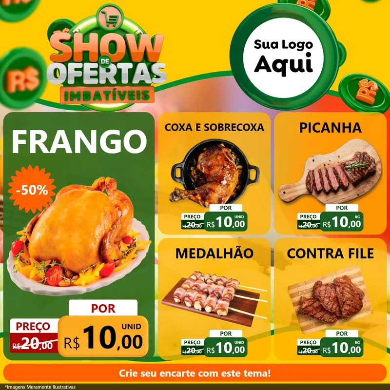 Modelo de Rede Social para Feed Facebook com o tema Show de Ofertas Imbatíveis para Assados