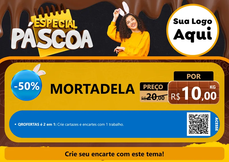 Modelo de Cartaz para Cartaz A4 Horizontal com o tema Especial Páscoa para Frios e Laticínios