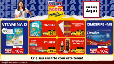 Modelo de TV para TV Horizontal com o tema Ofertas de Agosto - Preços Incríveis para Farmácia