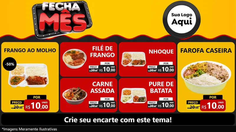 Modelo de TV para TV Horizontal com o tema Fecha Mês para Restaurante