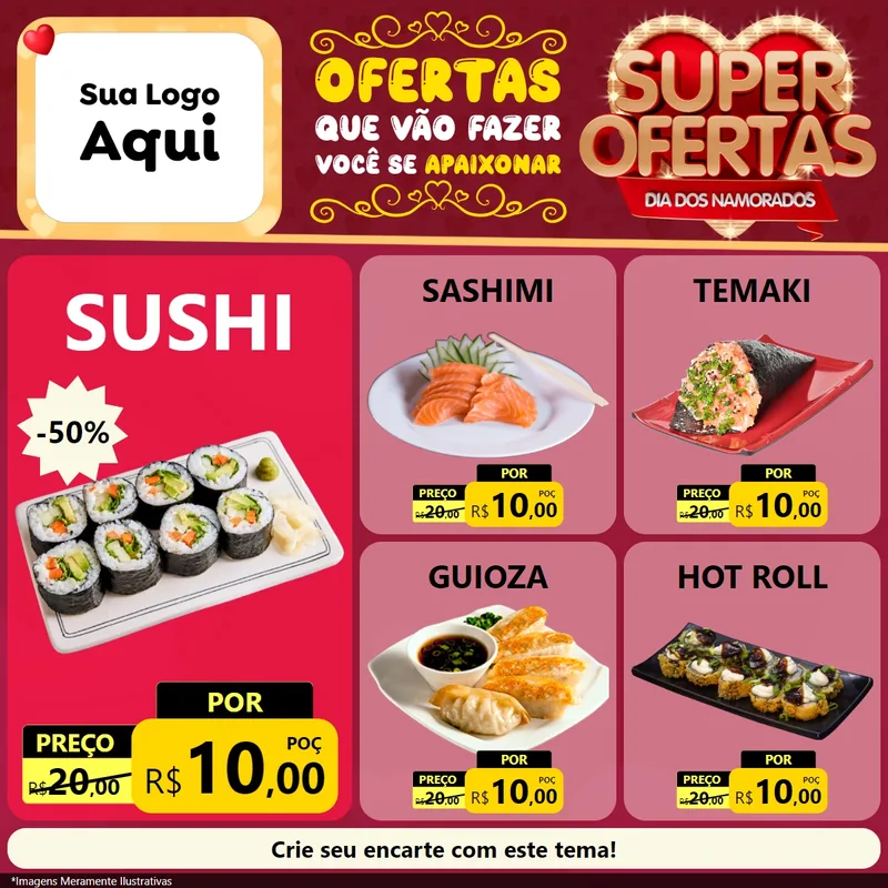 Modelo de Rede Social para Feed Facebook com o tema Dia dos Namorados para Comida japonesa