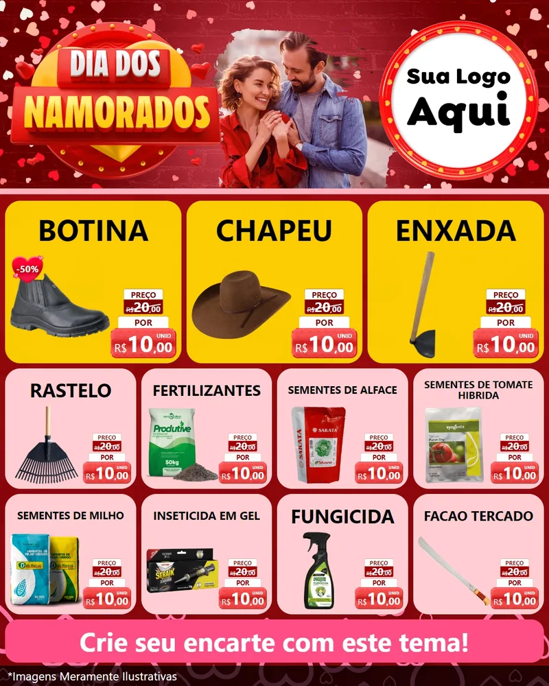 Modelo de Rede Social para Feed Instagram com o tema Dia Dos Namorados para Agropecuária