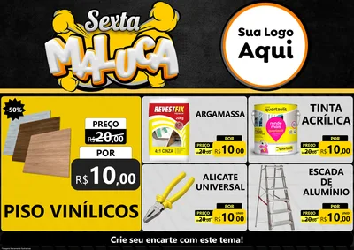 Modelo de Encarte para Encarte A4 Horizontal com o tema Sexta Maluca para Material para Construção