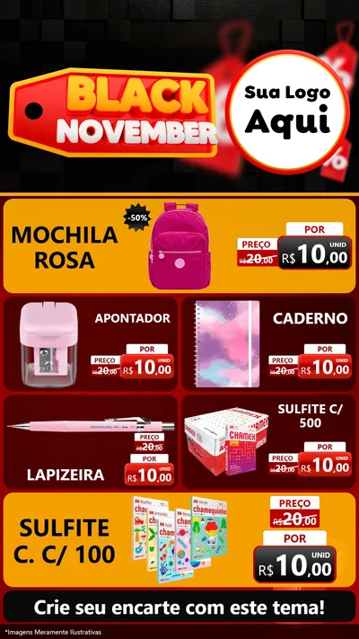 Modelo de TV para TV Vertical com o tema Black November para Papelaria