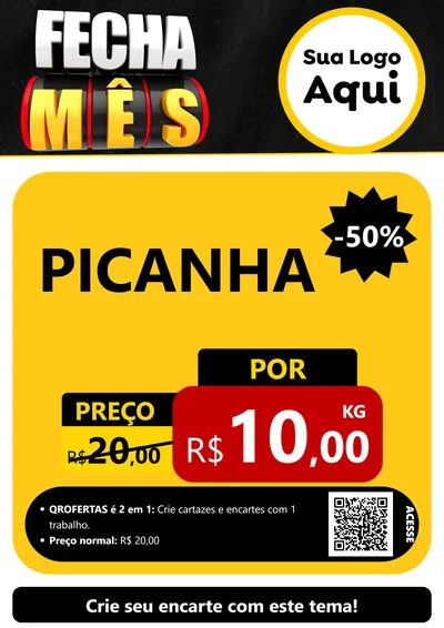 Modelo de Cartaz para Cartaz A4 Vertical com o tema Fecha Mês para Açougue