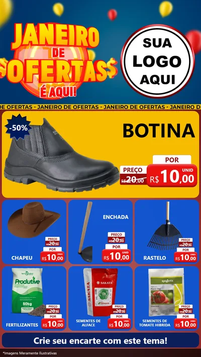 Modelo de Rede Social para Stories com o tema Janeiro de Ofertas É Aqui! para Agropecuária