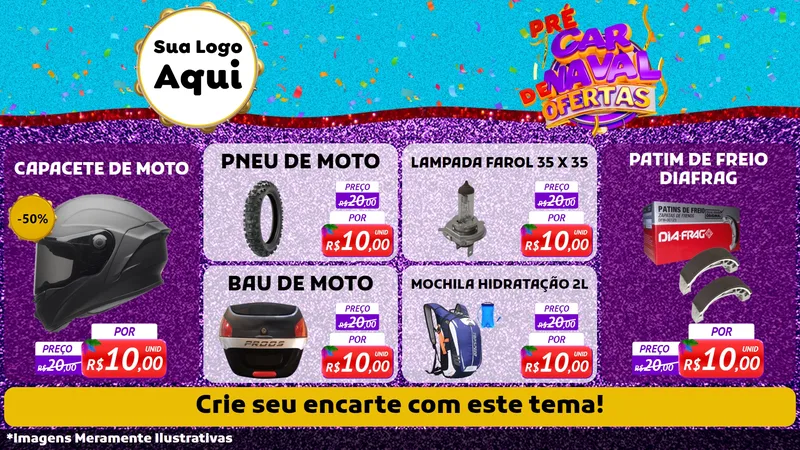 Modelo de TV para TV Horizontal com o tema Pré Carnaval de Ofertas para Moto peças