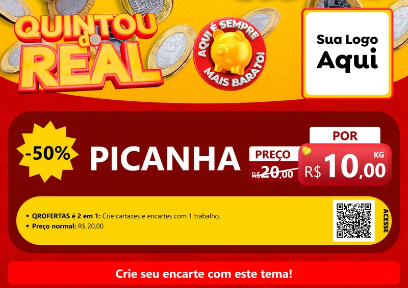 Modelo de Cartaz para Cartaz A4 Horizontal com o tema Quintou do Real para Açougue