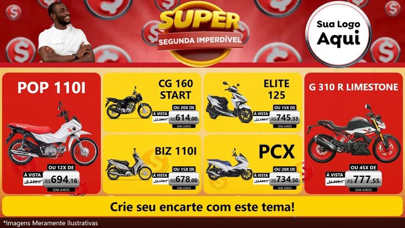 Modelo de TV para TV Horizontal com o tema Super Segunda Imperdível para Concessionaria de Motos