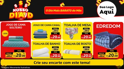 Modelo de TV para TV Horizontal com o tema Nosso Dia D para Cama, Mesa e Banho