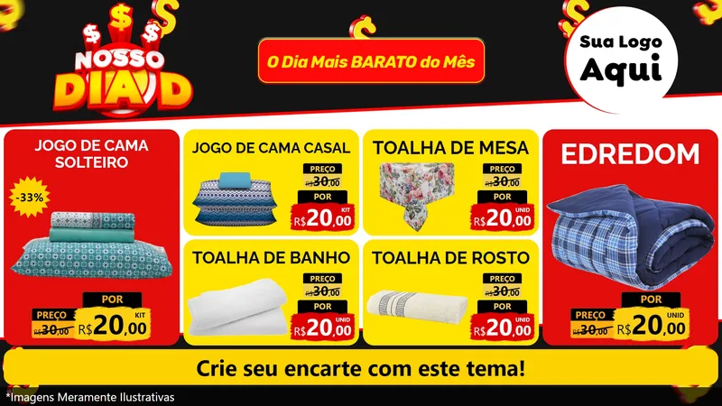 Modelo de TV para TV Horizontal com o tema Nosso Dia D para Cama, Mesa e Banho
