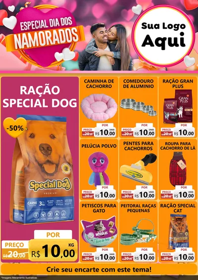 Modelo de Encarte para Encarte A4 Vertical com o tema Especial Dia dos Namorados para Pet Shop