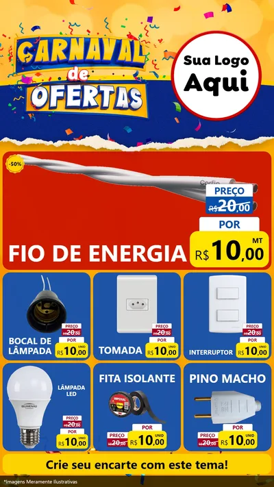 Modelo de Rede Social para Stories com o tema Carnaval de Ofertas para Materiais Elétricos