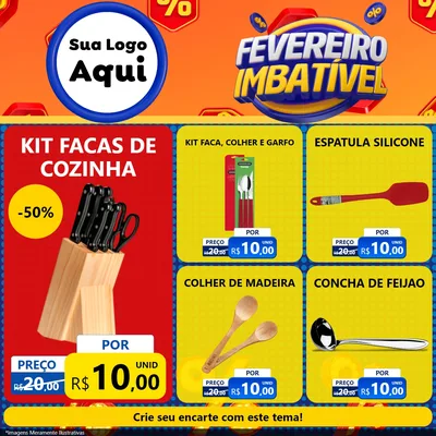 Modelo de Rede Social para Feed Facebook com o tema Fevereiro Imbatível para Utilidades Domésticas