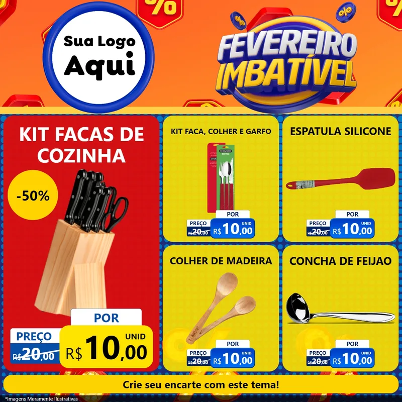 Modelo de Rede Social para Feed Facebook com o tema Fevereiro Imbatível para Utilidades Domésticas