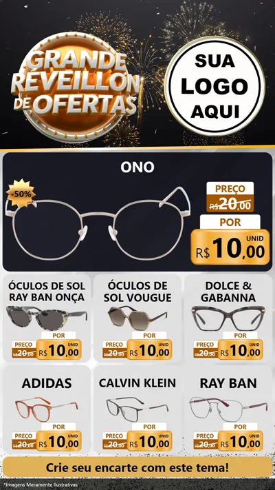 Modelo de Rede Social para Stories com o tema Grande Réveillon de Ofertas para Óticas