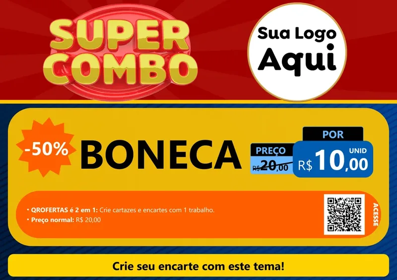 Modelo de Cartaz para Cartaz A4 Horizontal com o tema Super Combo para Brinquedos