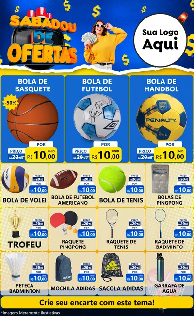 Modelo de Encarte para Encarte Grande com o tema Sabadou de Ofertas para Artigos Esportivos