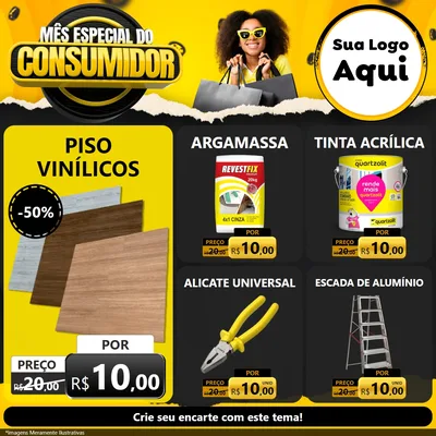 Modelo de Rede Social para Feed Facebook com o tema Mês Especial do Consumidor para Material para Construção