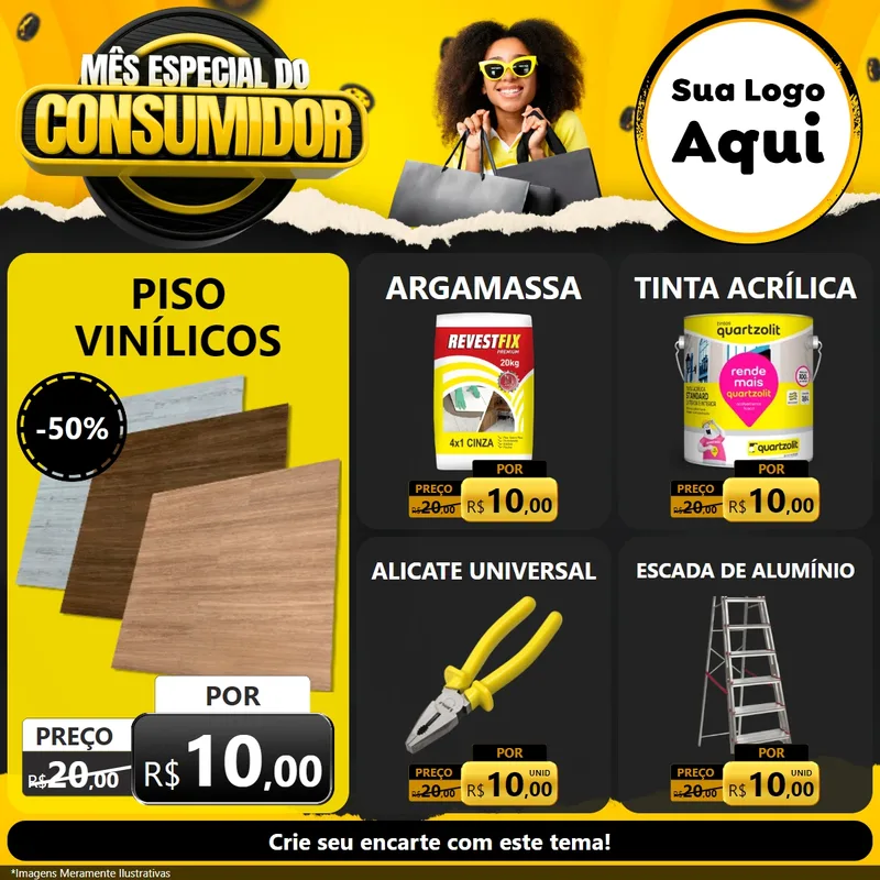 Modelo de Rede Social para Feed Facebook com o tema Mês Especial do Consumidor para Material para Construção