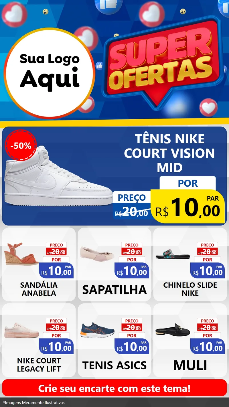 Modelo de Rede Social para Stories com o tema Super Ofertas para Calçados