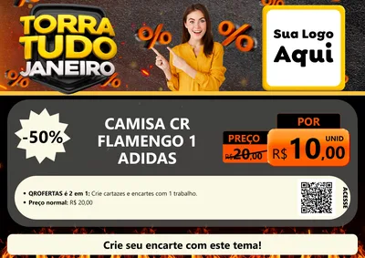 Modelo de Cartaz para Cartaz A4 Horizontal com o tema Torra Tudo Janeiro para Roupas e acessórios