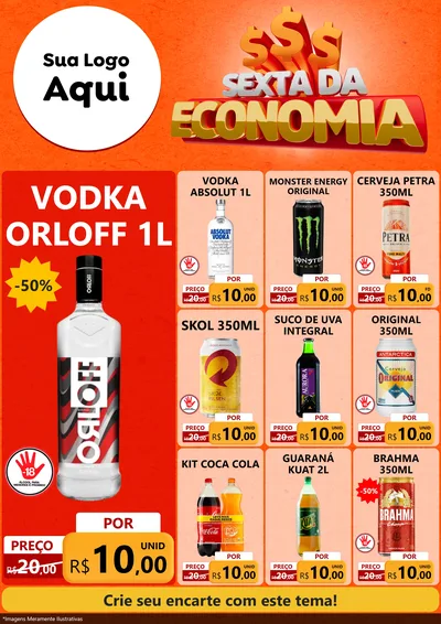 Modelo de Encarte para Encarte A4 Vertical com o tema Sexta da Economia para Distribuidora de bebidas