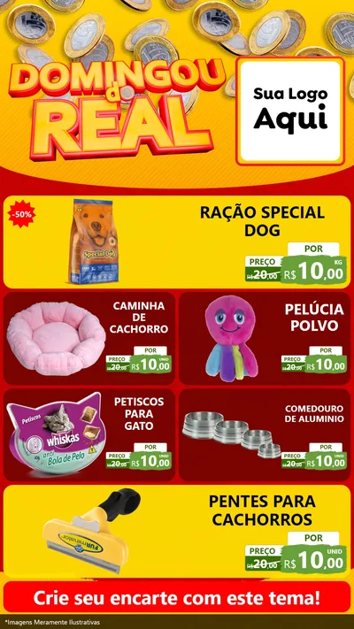 Modelo de TV para TV Vertical com o tema Domingou do Real para Pet Shop