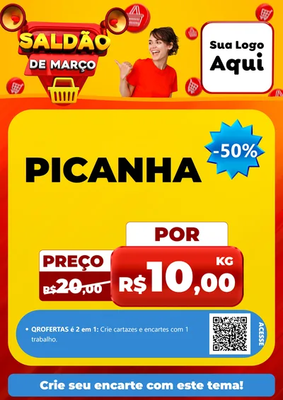 Modelo de Cartaz para Cartaz A4 Vertical com o tema Saldão de Março para Açougue