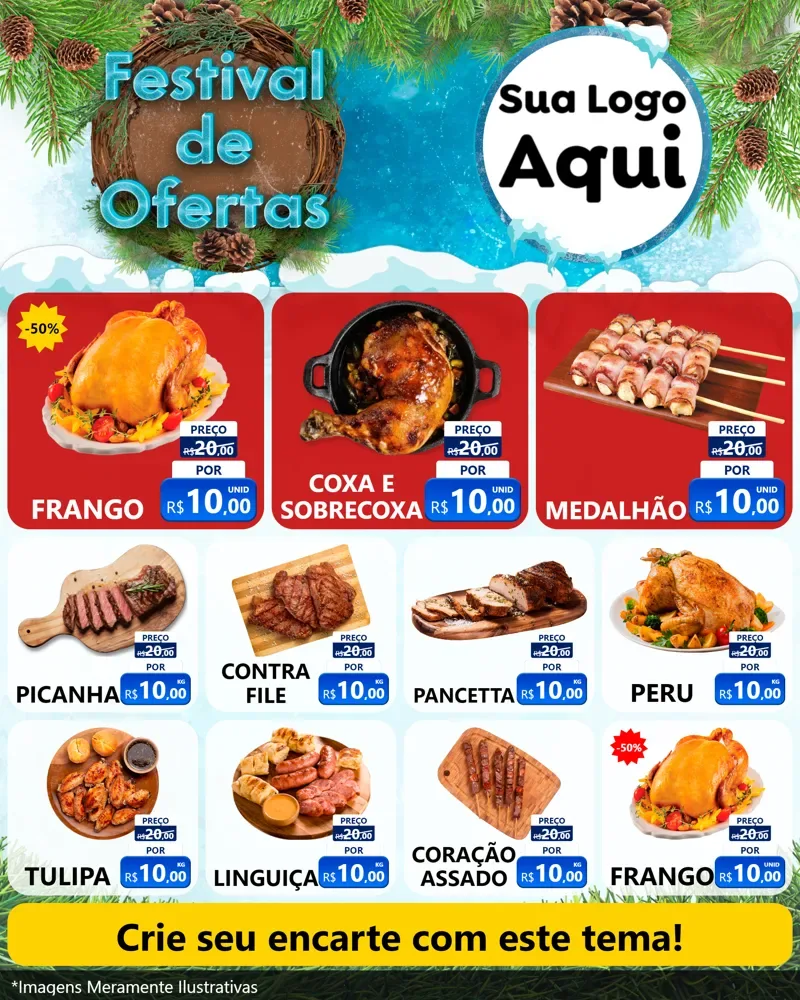 Modelo de Rede Social para Feed Instagram com o tema Festival de Ofertas - Inverno para Assados