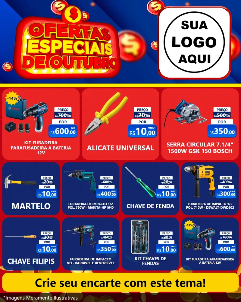 Modelo de Rede Social para Feed Instagram com o tema Ofertas Especiais de Outubro para Maquinas e Ferramentas