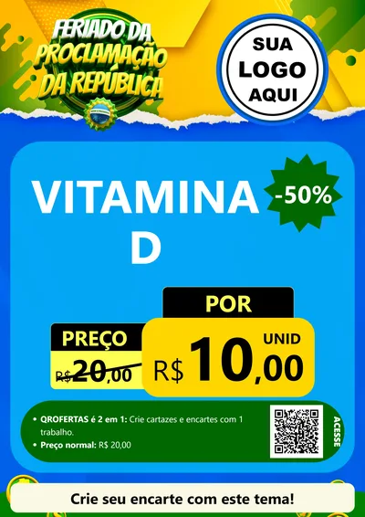 Modelo de Cartaz para Cartaz A4 Vertical com o tema Feriado da Proclamação da República para Farmácia