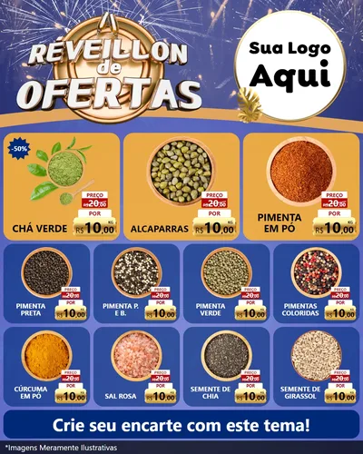 Modelo de Rede Social para Feed Instagram com o tema Réveillon de Ofertas para Produtos Naturais