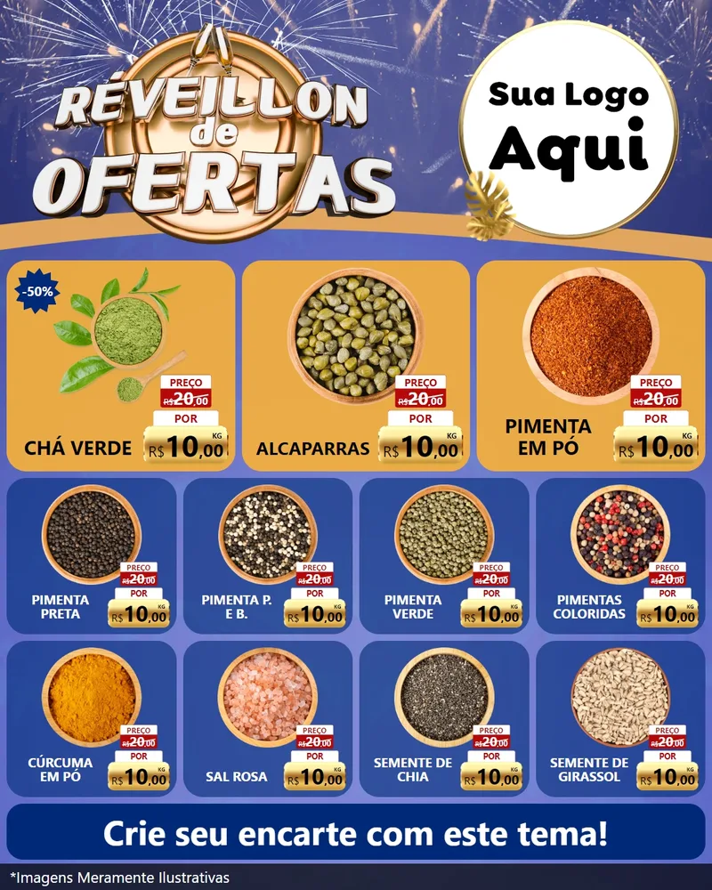 Modelo de Rede Social para Feed Instagram com o tema Réveillon de Ofertas para Produtos Naturais
